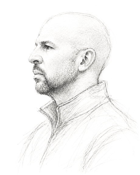 Graphite profile sketch of Jason Kidd