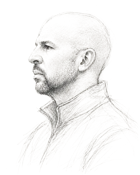 Graphite profile sketch of Jason Kidd